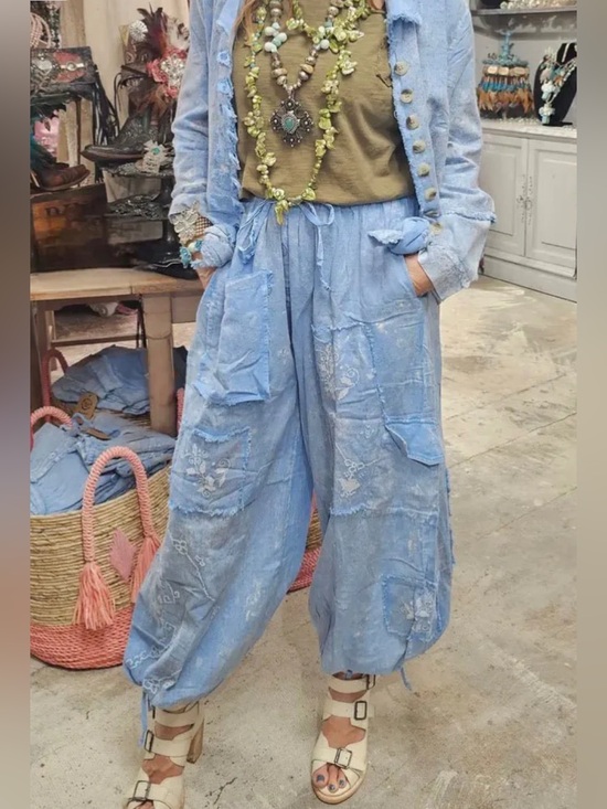 A Rare Bird Pants - NWT A Rare Bird Cross Stitched Pants O/S